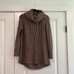 Moth Women's Loose Knit Chunky Turtleneck Sweater Taupe Brown Size XS‎